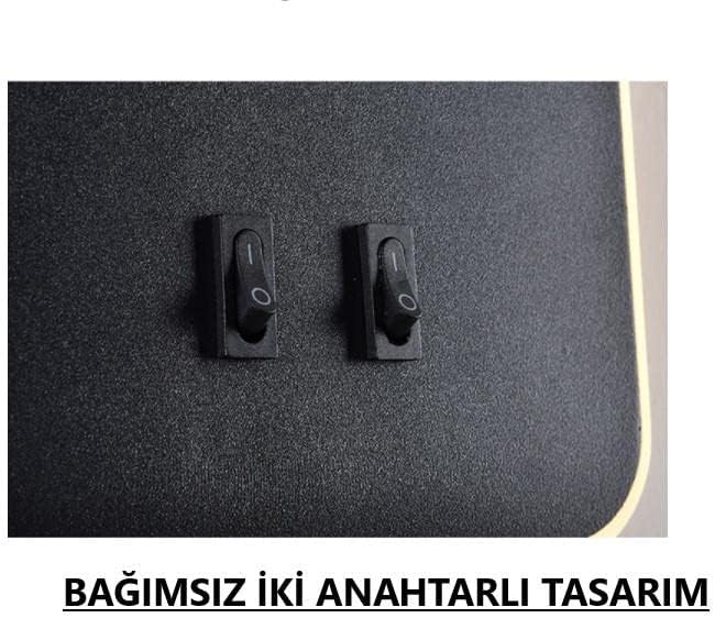 Tuvalu Siyah LED Duvar Apliği | 13W | 3200K Gün Işığı | Çift Anahtarlı – Çift Kademe Yanma | 930 Lümen | 220V | Yatak Başı Okuma Apliği | IP20 | 10x18x3 cm Modern Minimal İç Mekân Aydınlatma