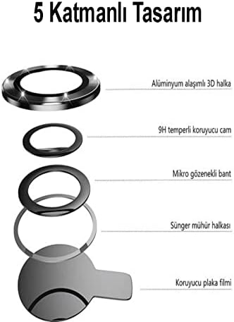 13 Alüminyum Alaşım Temperli Cam Kamera Lens Koruyucu - Mavi