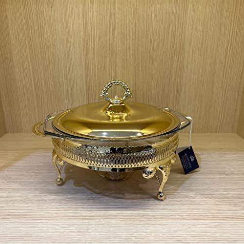 Anne Altın Kaplama Isıtıcılı Yuvarlak Yemek Servis 29.5 x 23.5 x 19.5 cm