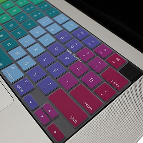 Alternative view of MacBook Klavye Koruyucu Türkçe Q Uyumlu M1 M2 M3 M4 M5 Air 13.6 15.3 Pro 14 16 Silikon Tasarım US İngilizce Klavyeyi Türkçeye Çeviren İnce Yıkanabilir Koruma Pembe Yeşil