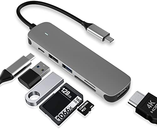 Alternative view of USB C HUB, USB C Adaptörü 6 in 1 USB 3.0 Bağlantı Noktası, USB-C Bağlantı Noktası/PD, 4K HDMI ve SD/TF Kart Okuyucu, MacBook Pro/Air Dizüstü Bilgisayarlar ve Diğer Tip-C Cihazlarla Uyumlu Yerleştirme