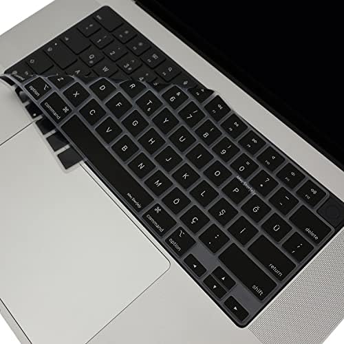 MacBook Klavye Koruyucu Silikon İnce Kılıf US İNGİLİZCE AMERİKAN-RETURN-ENTER-İÇİN TÜRKÇE ÇEVİRİ BASKI Air 13,6-15,3inç- Pro 14,2-16,2 inç M1-M2-M3-M4-M5 Pro Uyumlu, Klavye Filmi Siyah