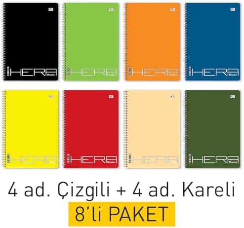 Alternative view of A4 Spiralli Okul Defteri 8’li Set – 4 Çizgili + 4 Kareli – 72 Yaprak (144 Sayfa)
