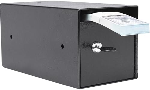 Barska AX13676 Nakit, Makbuzlar ve Anahtarlar için Tek Anahtar Depository Drop Safe Kilit Kutusu, Siyah