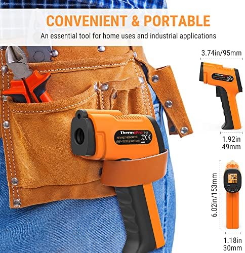 TP30 Kızılötesi Lazer Termometre Tabancası, -50°C ile 550°C Temassız Yüzey Sıcaklık Ölçer, Ayarlanabilir Emissivity (Sanayi Tipi)