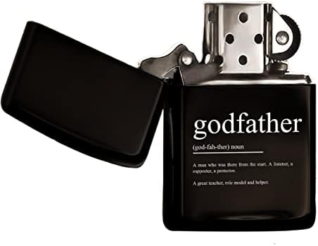 BK Godfather Tasarımlı Renkli Baskılı Siyah Benzinli Metal Çakmak
