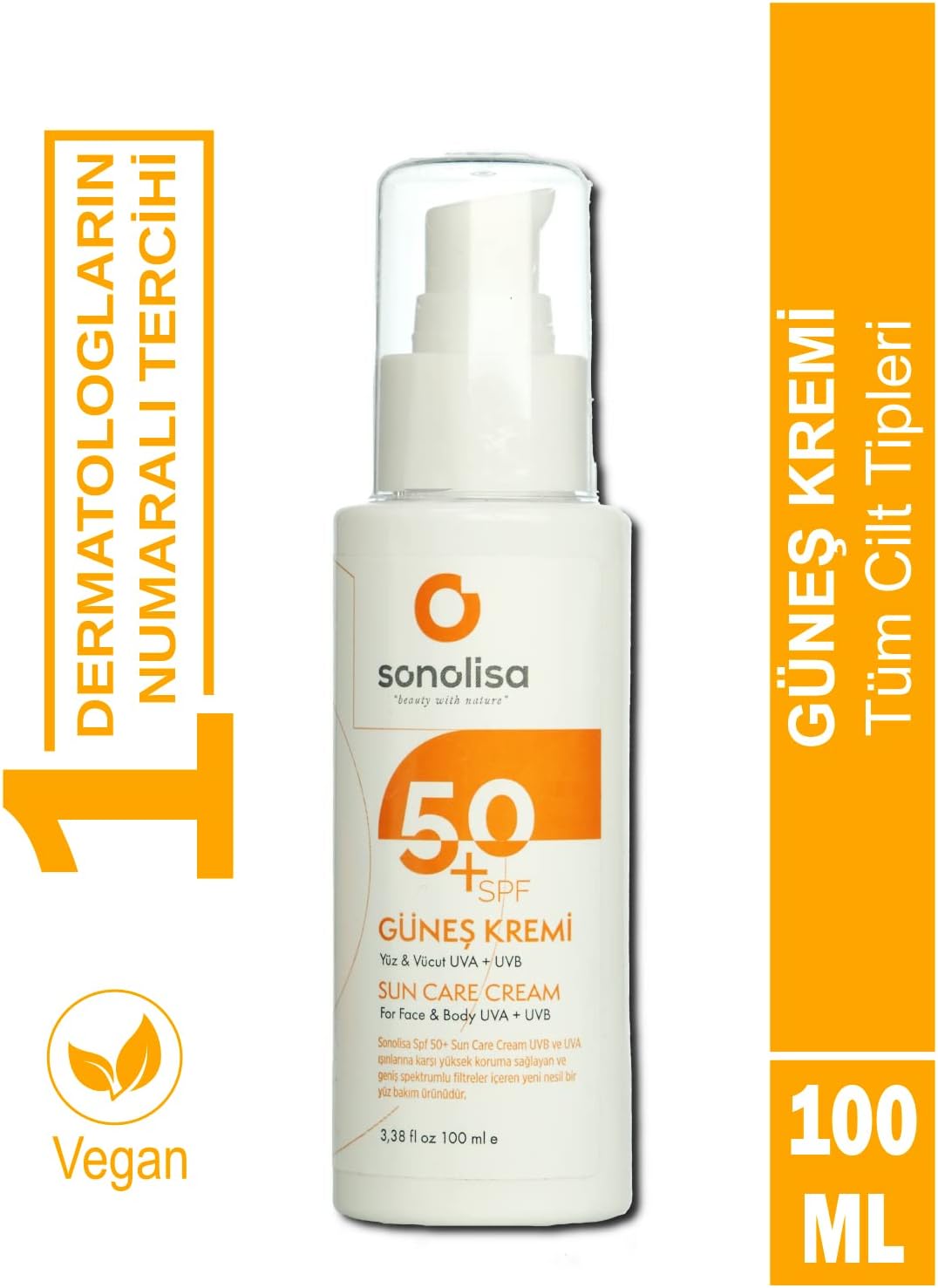 50+SPF UVB ve UVA Işınlarına Karşı Yüksek Korumalı Yeni Nesil Güneş Kremi 100 ml