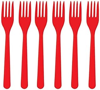 Plastik Kırmızı Çatal 25'li