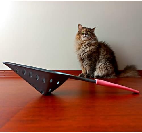 1 Adet Kedi Kumu Eleme Küreği, Küçük Delikli İnce Taneli Dar Aralıklı Pet Tuvalet Temizleme Eleği Süzgeç (Gri-Pembe)