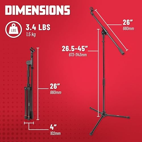 Frameworks Tek Bölümlü Bomlu Hafif Mikrofon Standı; (GFW-MIC-1500)