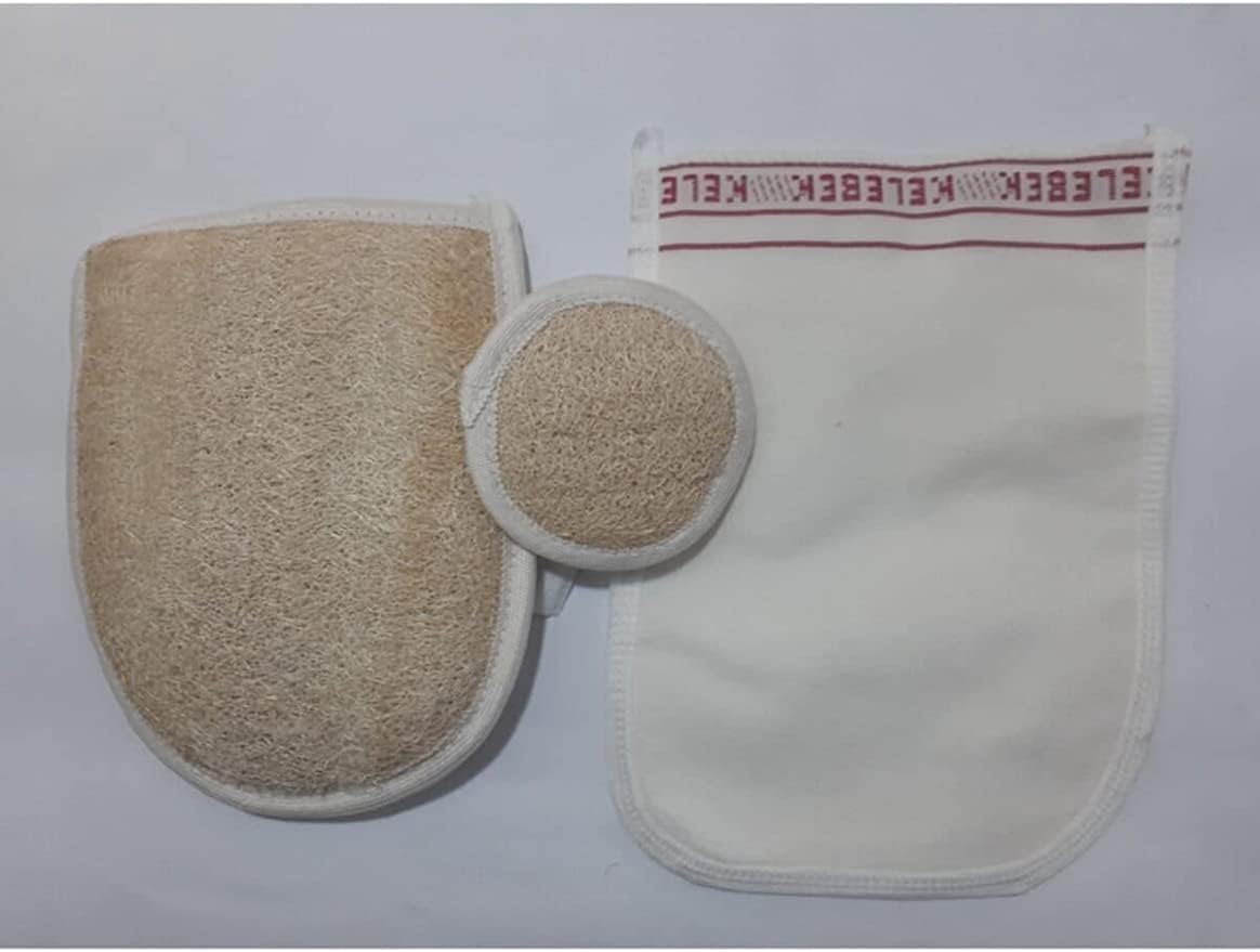 Alternative view of Soap 1978 el geçmeli kabak vucut yüz 3 set beyaz kalın düz Kese, Tüm Vücud için Kirlerden ve Lekelerden Arındırır. 3'lü Set Şeklindedir.