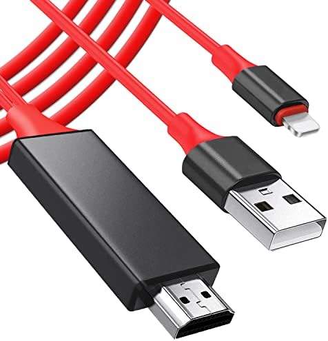 - HDMI Adaptör Kablosu ile Uyumlu [ MFi Sertifikalı] HDMI Adaptörü iPad iPod TV Projektör Monitörü için, 1080P Dijital AV Sync Ekran Adaptör Kablosu Şarj Konektörü ile 2,0 m Kırmızı