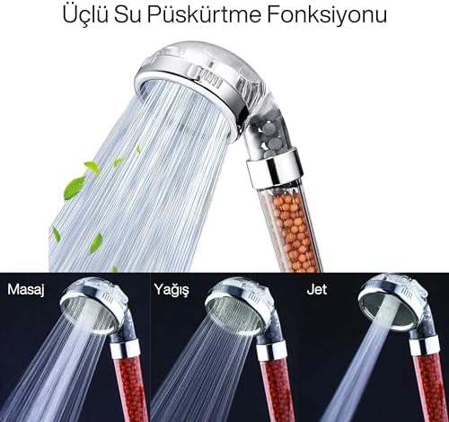 Alternative view of Arıtmalı Tasarruflu Duş Başlığı - 3 Fonksiyonlu Püskürtme Modları, %200'e Kadar Artan Su Basıncı ve %35'e Varan Su Tasarrufu, Kireç ve Klor Azaltıcı Özellikli