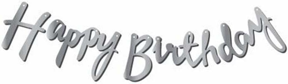 Kaligrafi Happy Birthda Banner (Gümüş)