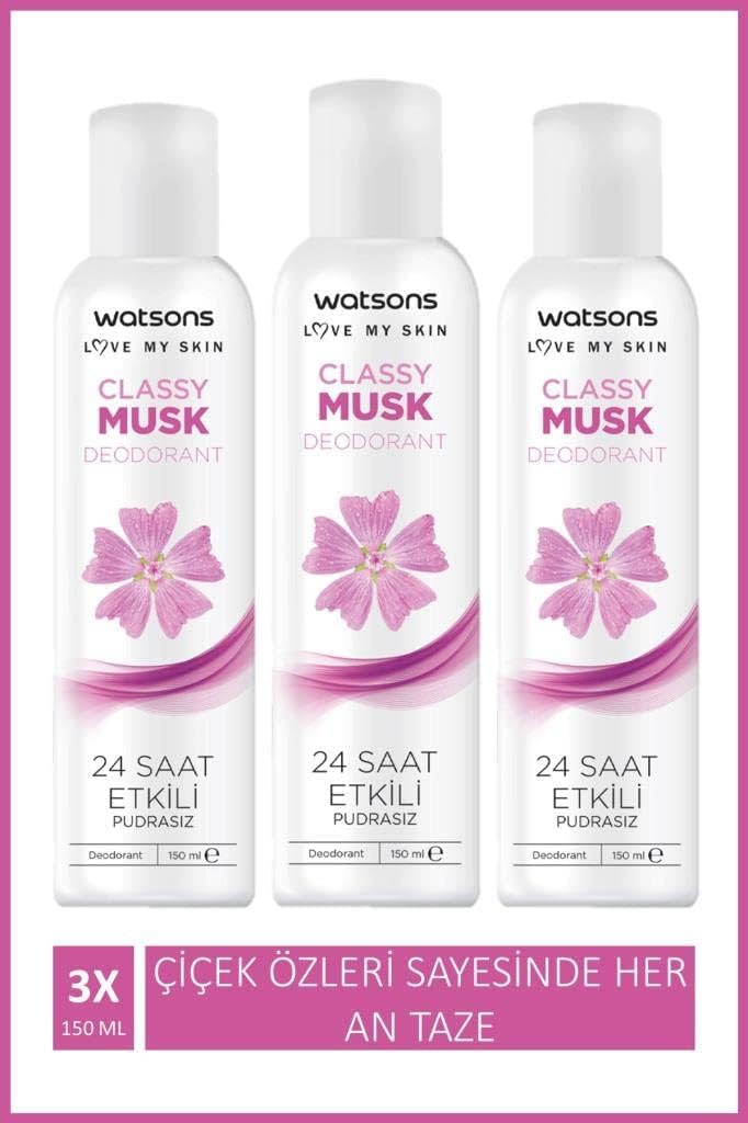 Alternative view of Watsons Classy Musk 24 Saat Etkili Pudrasız Deodorant Sprey 150 ml X3 ADET