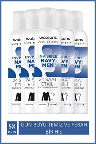 Watsons Invisible Navy Men Deodorant 150 ml X5 ADET