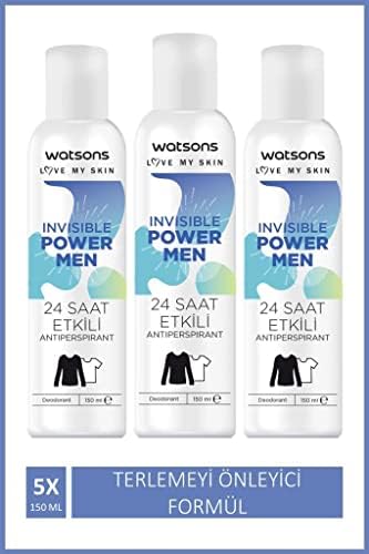Watsons Invisible Power Men 24 Saat Etkili Deodorant 150 ml X3 ADET