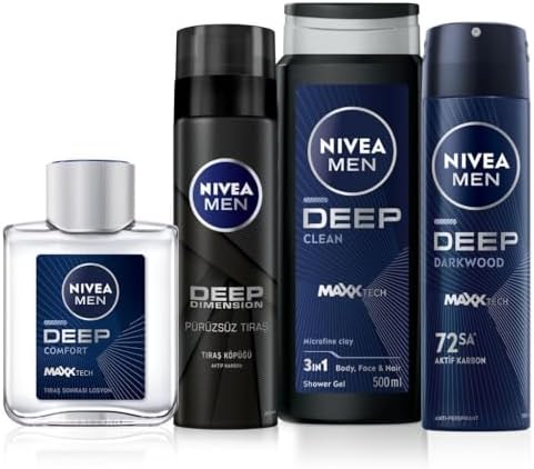 MEN Erkek Deep Dimension Damat Çeyiz Seti, Duş Jeli 500ml, Deodorant 150ml, Tıraş Köpüğü 200ml, Tıraş Sonrası Losyon100ml