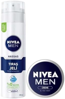 Men Hassas Tıraş Jeli, Hassas Ciltlere Özel Hızlı Koruma 200ml ve Men Creme Erkek Nemlendirici Bakım Kremi 30ml