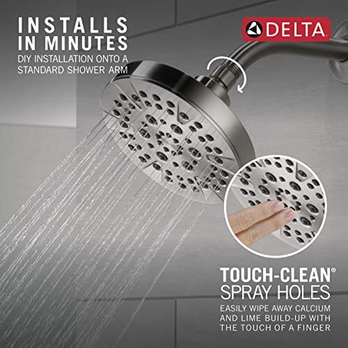 -5-Sprey Fırçalanmış Nikel Duş Başlığı, Duş Başlığı Fırçalanmış Nikel, Duş Başlıkları, 1,75 GPM Akış Hızı, Paslanmaz 52535-SS