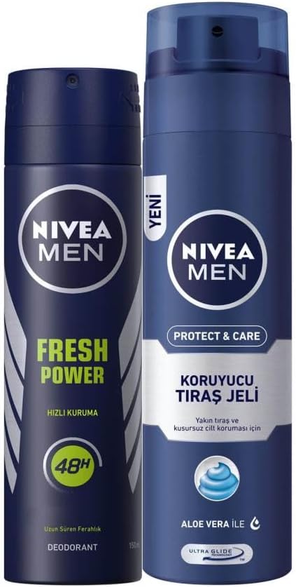 Alternative view of Men Erkek Sprey Deodorant Fresh Power 150ml ve Men Protect&Care Tıraş Jeli 200ml, Kuru Ciltler İçin, Pürüzsüz Tıraş