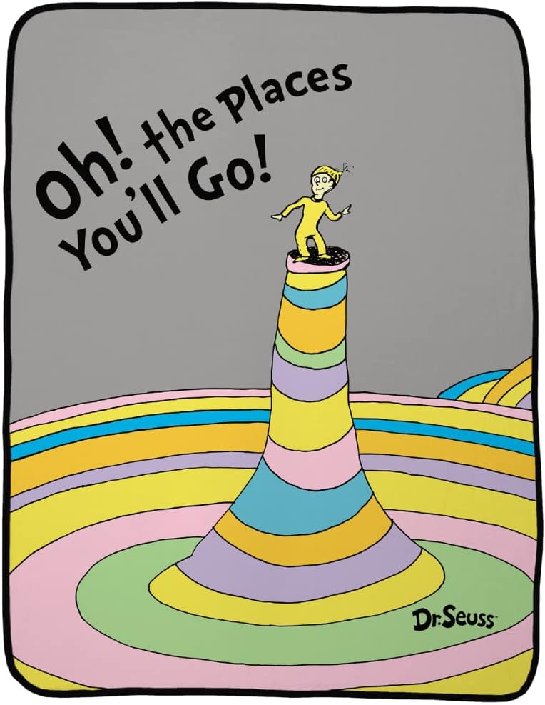 Alternative view of Dr. Seuss "Oh The Places You'll go" Yatak Süper Yumuşak Mikro Raschel Örtüsü, 116,8 cm x 152,4 cm, (Resmi Lisanslı Ürün)