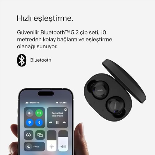 SOUNDFORM Bolt, Gerçek Kablosuz Kulaklıklar, Kablosuz Şarj, IPX5 Ter ve Suya Dayanıklı, USB-C, 28 Saate Kadar Pil Ömrü,, Galaxy, Piksel ve Daha Fazlası - Siyah