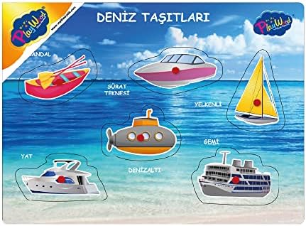 Ahşap Tutmalı Puzzle Deniz ve Hava Taşıtları