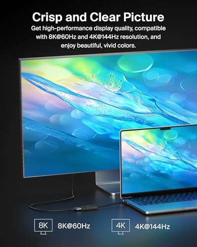 Alternative view of USB-C - HDMI 2.1 adaptörü, 11 cm kablo, 60 Hz'de 8K, 120 Hz'de 4K, HDR, HBR3, DSC, HDCP 2.2, "USB-IF", MacBook, iPad Pro gibi USB-C cihazlar için