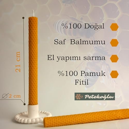 Alternative view of (5 Adet) Şamdan Mumu (21x2Cm) Doğal Petek Seti Beeswax Bal Mumu Mum Özel Dekoratif Mum
