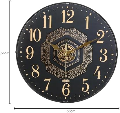 36 Cm Gerçek Cam Akar Saniye Sessiz Mekanizma Dekoratif Duvar Saati Mr34