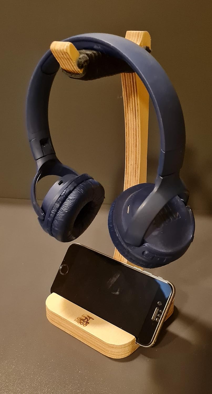 Alternative view of Ahşap telefon tutuculu kulakık standı