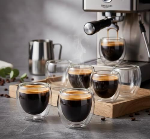 Needd Çift Katmanlı Espresso Cam Bardak Seti 2'li 80 ml | Borosilikat Cam, Isı Yalıtımlı Double Tasarım | Espresso, Ristretto ve Macchiato için Şeffaf Kahve Bardağı