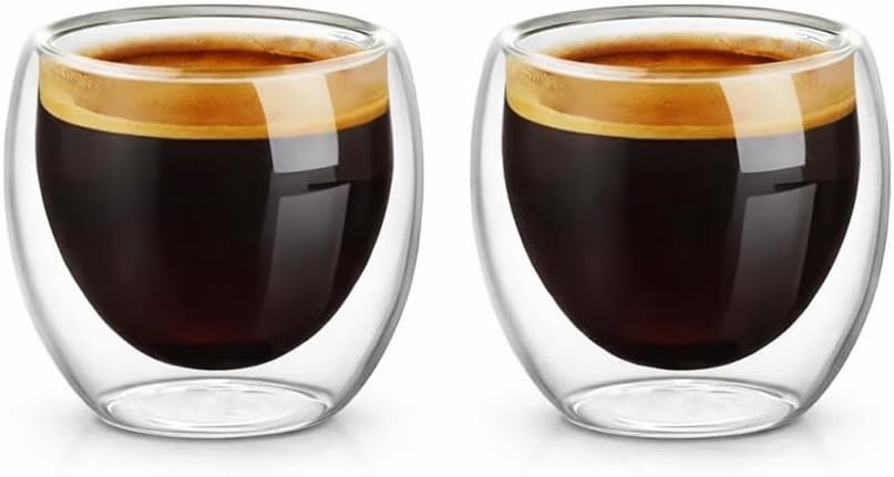 Alternative view of Needd Çift Katmanlı Espresso Cam Bardak Seti 2'li 80 ml | Borosilikat Cam, Isı Yalıtımlı Double Tasarım | Espresso, Ristretto ve Macchiato için Şeffaf Kahve Bardağı
