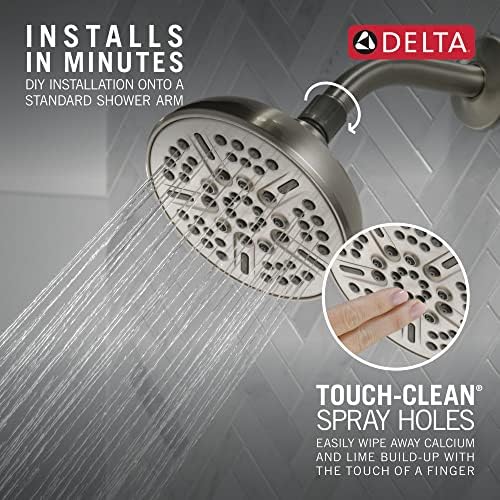 8-Sprey Fırçalanmış Nikel Duş Başlığı, Duş Başlığı Fırçalanmış Nikel, Duş Başlıkları, 2.5 GPM Akış Hızı, SpotShield Nikel 75898SN