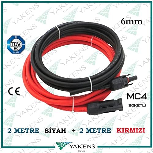 Alternative view of Mc4 Soketli (2m+2m) 4 Metre 6mm Güneş Paneli Hazır Solar Kablo Siyah Kırmızı