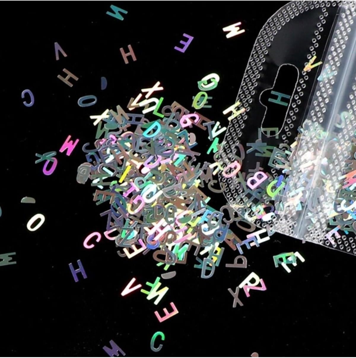 Hologram Harf Glitter 5gr, Reçine Alfabe Holografik Tırnak Makyaj Süs Malzeme