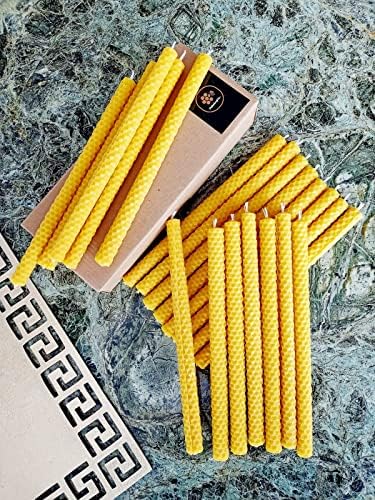 (20 Adet) Dilek Mumu 21Cm Doğal Petek Mum Sarma El Yapımı Bal Mumu Mum Beeswax Candle