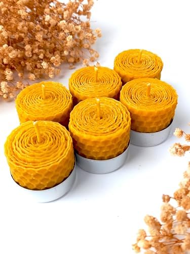 Alternative view of 12 Adet (6'sı Sarma) Bal Mumu Mum Tealight Doğal Petek Mum Beeswax Candle