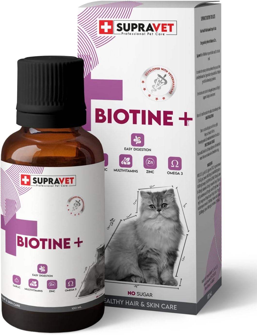 Alternative view of Supravet Biotine Kediler için Tüy Sağlığı Multi Vitamin Damlası 100 ML