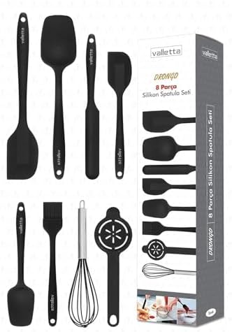 Alternative view of Valletta Drongo Dayanıklı Yanmaz Yapışmaz Silikon Spatula Seti 8 Parça Siyah