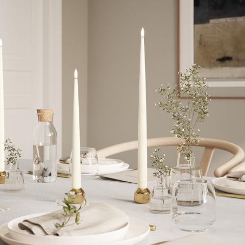 Deluxe Homeart İç Mekan Alevsiz LED Yemek Mumu - 2'li Set - Gerçek Alevli ™ Teknolojisi - Pille Çalışan Mum (38 cm, Krem)