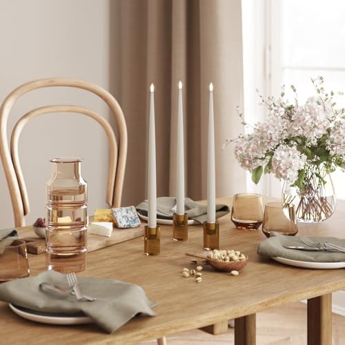 Deluxe Homeart İç Mekan Alevsiz LED Yemek Mumu - 2'li Set - Gerçek Alevli ™ Teknolojisi - Pille Çalışan Mum (38 cm, Kum)
