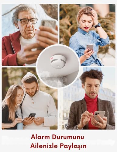 Değiştirilebilir Pilli Akıllı Duman Dedektörü Yangın Alarmı, Wi-Fi Duman Dedektörü, Gerçek Zamanlı Uygulama Bildirimleri, XS01-WX, 1'li Paket