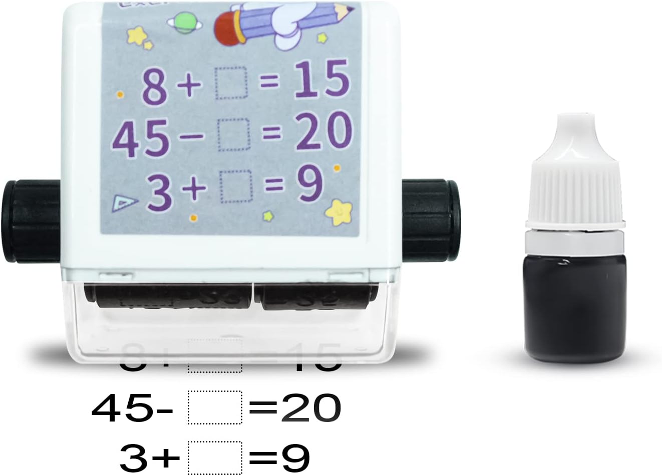 Alternative view of Roller dijital öğretim mührü, 2'si 1 arada ek ve çıkarma silindir damgası, yeniden kullanılabilir hesaplamalı matematik eğitim oyuncak damgası, matematik pratik soruları 100