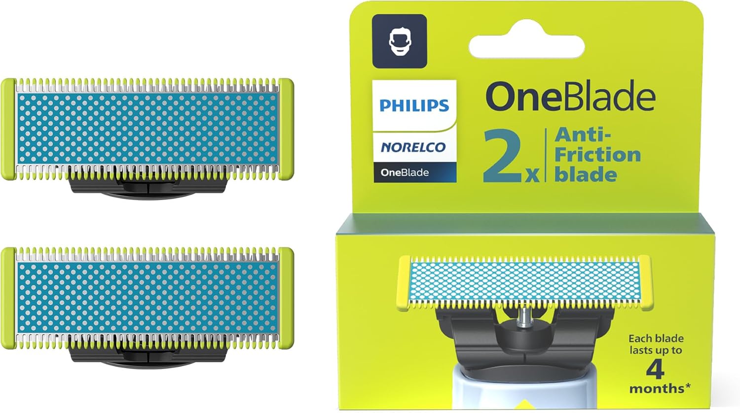 Norelco Orijinal OneBlade Sürtünme Önleyici Yedek Bıçaklar, 2 Adet, QP225/80