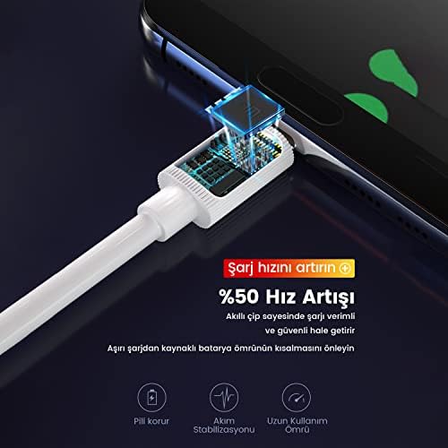 Alternative view of DM SL010 USB to Lightning 2.4A Hızlı Şarj ve Data Kablosu Beyaz 1 Metre