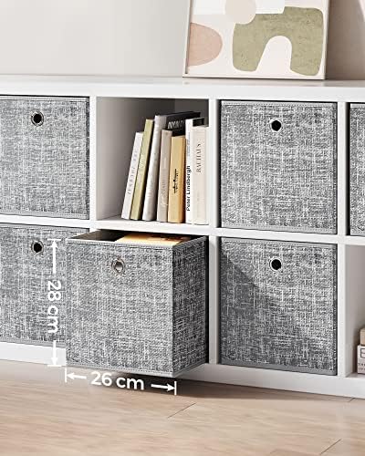 Alternative view of Saklama Kutusu, 6'lı Set, Saplı Dokusuz Kumaş Düzenleme Kutuları, Kutu Saklama, 26 x 26 x 28 cm, Küp Raf, Katlanır Kutu, Kıyafet Saklama için, Gri Alacalı RFB026G01