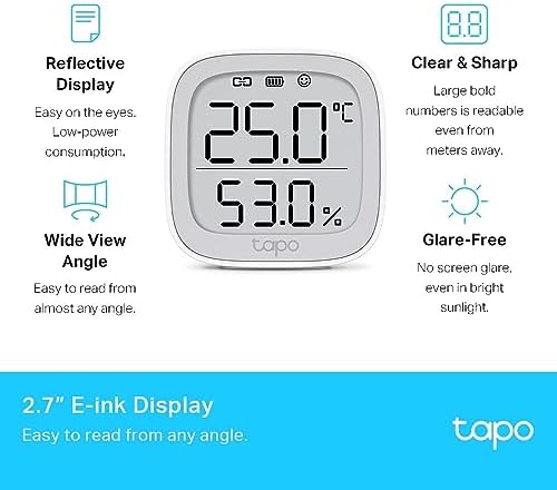 T315, Akıllı Sıcaklık ve Nem Monitörü, Ücretsiz Veri Depolama, LCD Ekran, Gerçek Zamanlı Bildirimler, Pil Dahildir, Alexa ve ile Çalışır, Hub Gereklidir Ayrıca Satılır