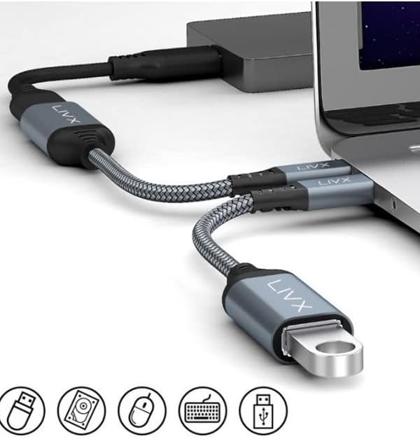 Livx USB 3.0 To Type-C Çevirici Dönüştürücü 60W Hızlı Şarj Desteği 15 cm Kablolu OTG Adaptör ile Uyumlu GRİ OTTCA-01